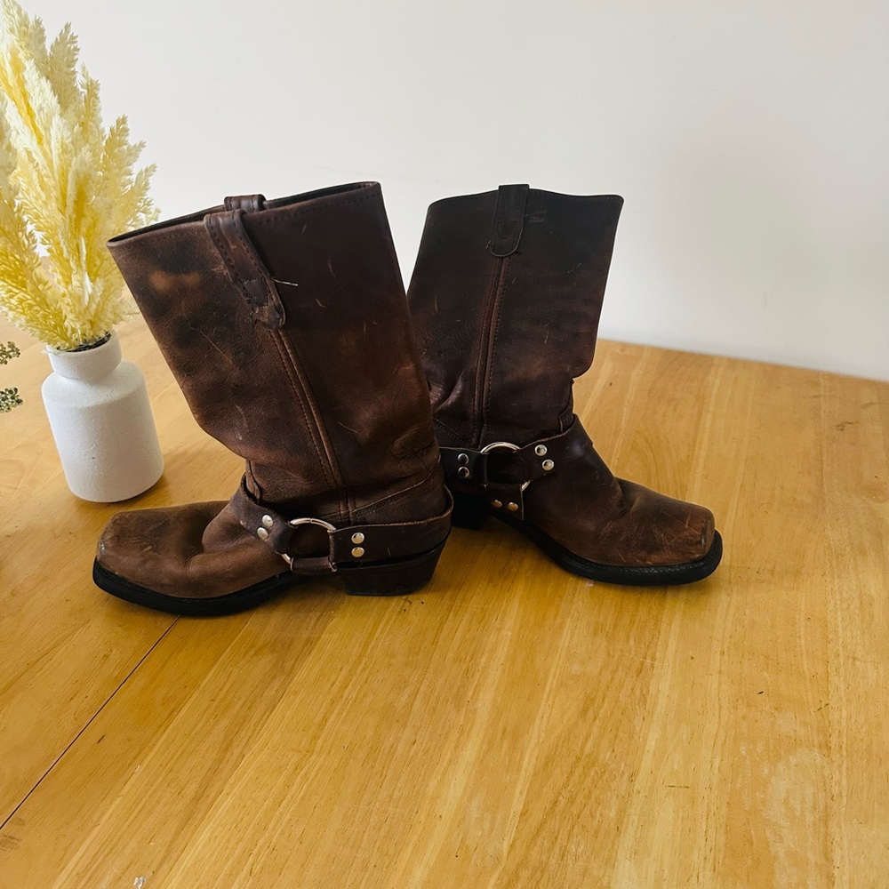 Women’s Double H Brown Harness Moto Boots Size 10